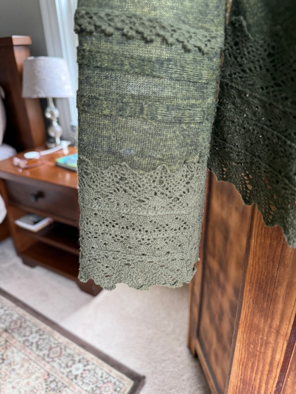 Sparrow (Anthropologie) Olive Lace-Trim Open Front Cardigan - Picture 5 of 6
